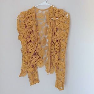 Yellow fishnet jacket